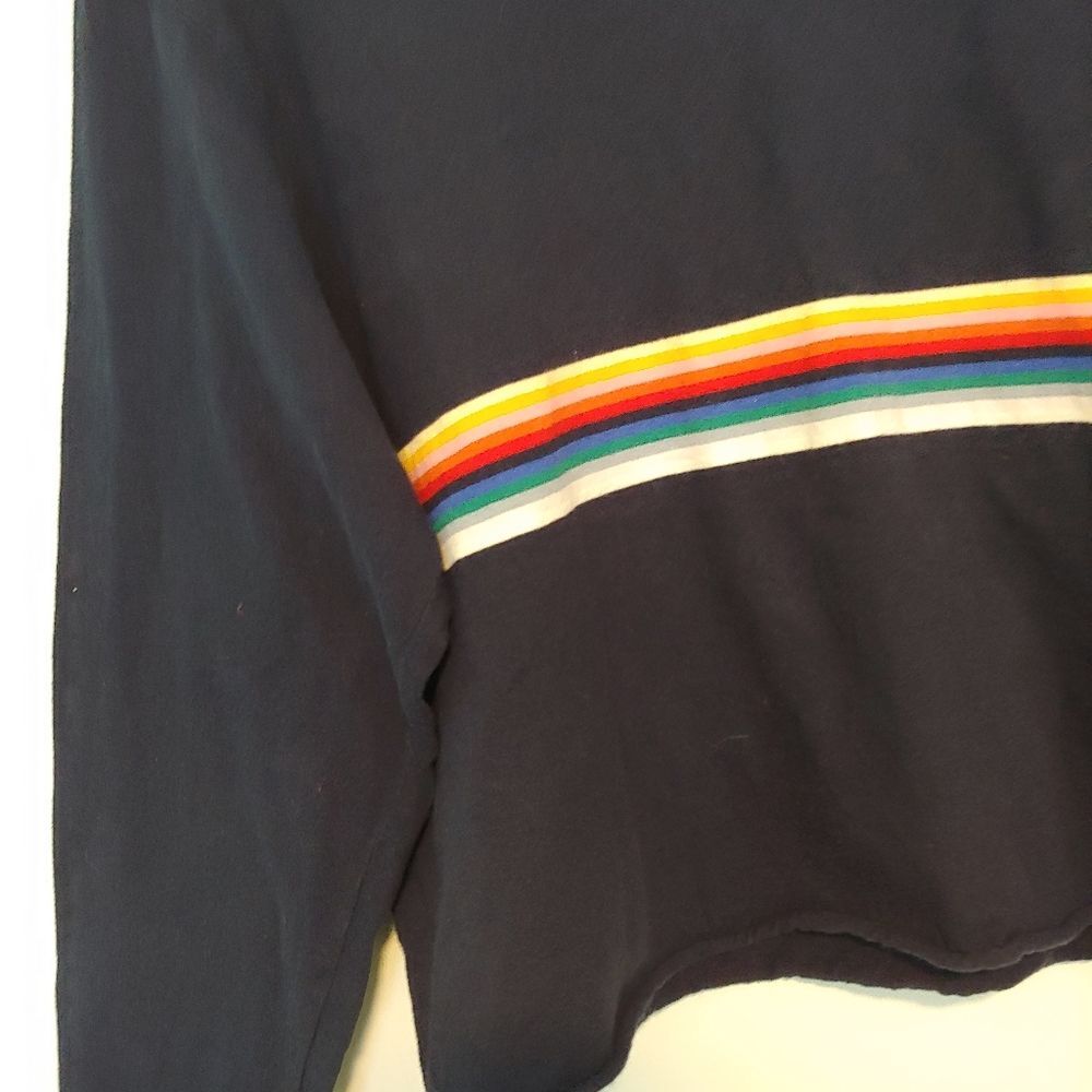Brandy Melville John Galt Navy Rainbow Stripe Long Sleeve Crop Top Size Small - Picture 4 of 6
